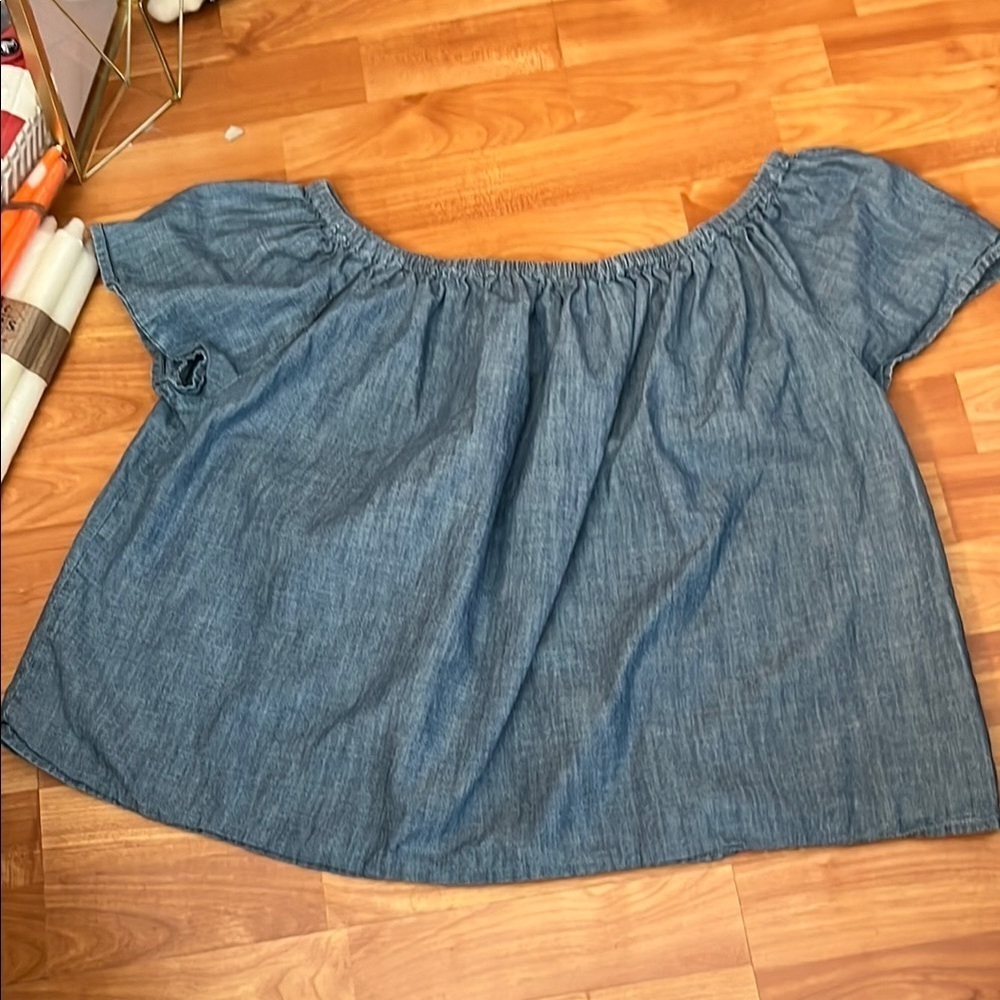 Gap Women's Flutter Blue Off-Shoulder Top Size M - Picture 2 of 3
